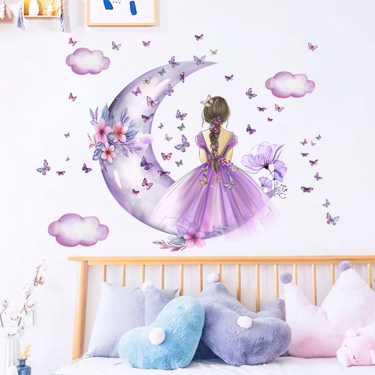 Décoration Murale - PrincesseSticker™ - Lune Mauve - Galaxybebe
