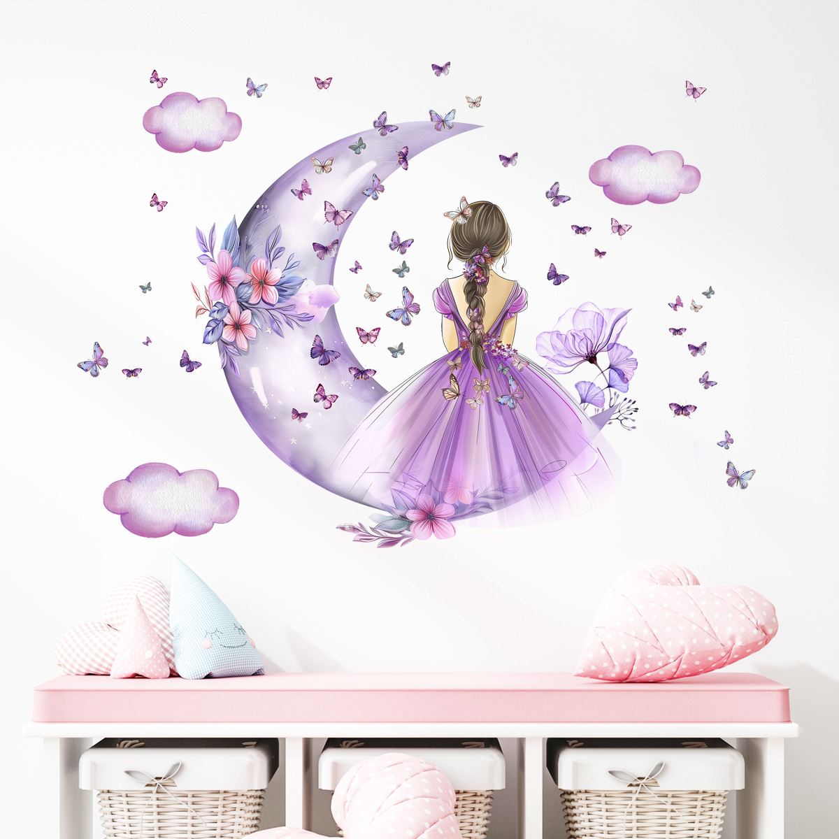 Décoration Murale - PrincesseSticker™ - Lune Mauve - Galaxybebe