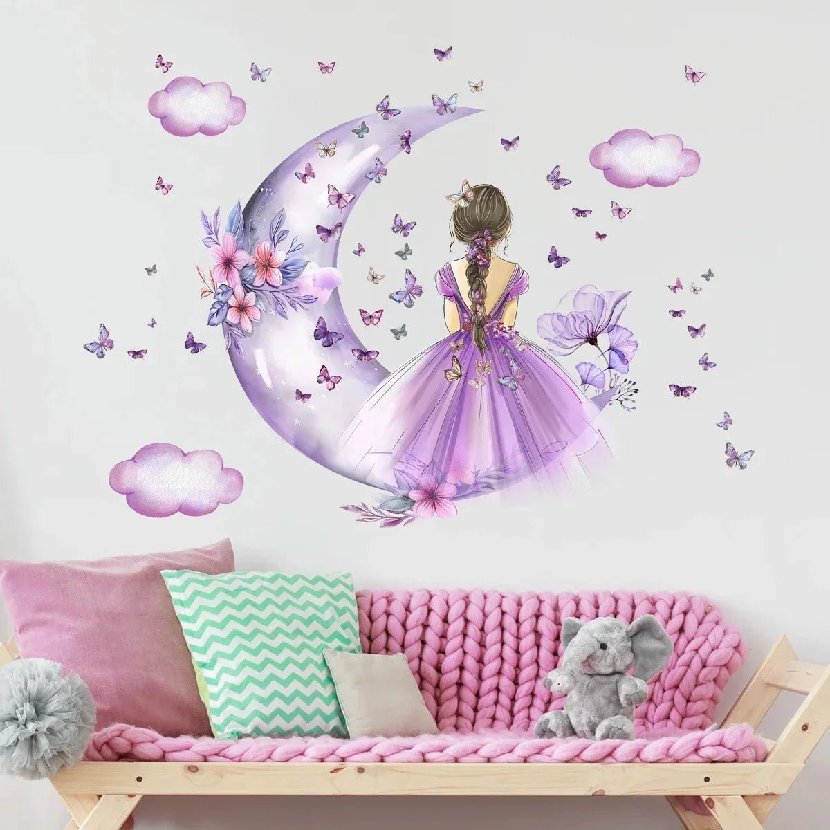 Décoration Murale - PrincesseSticker™ - Lune Mauve - Galaxybebe