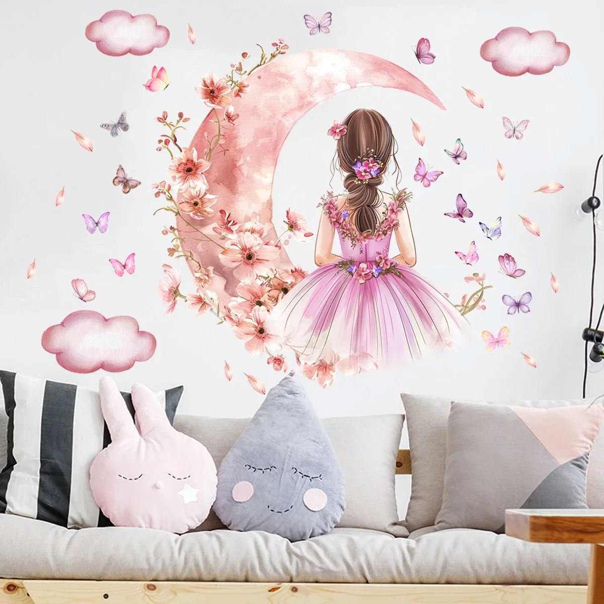 Décoration Murale - PrincesseSticker™ - Lune Rose - Galaxybebe