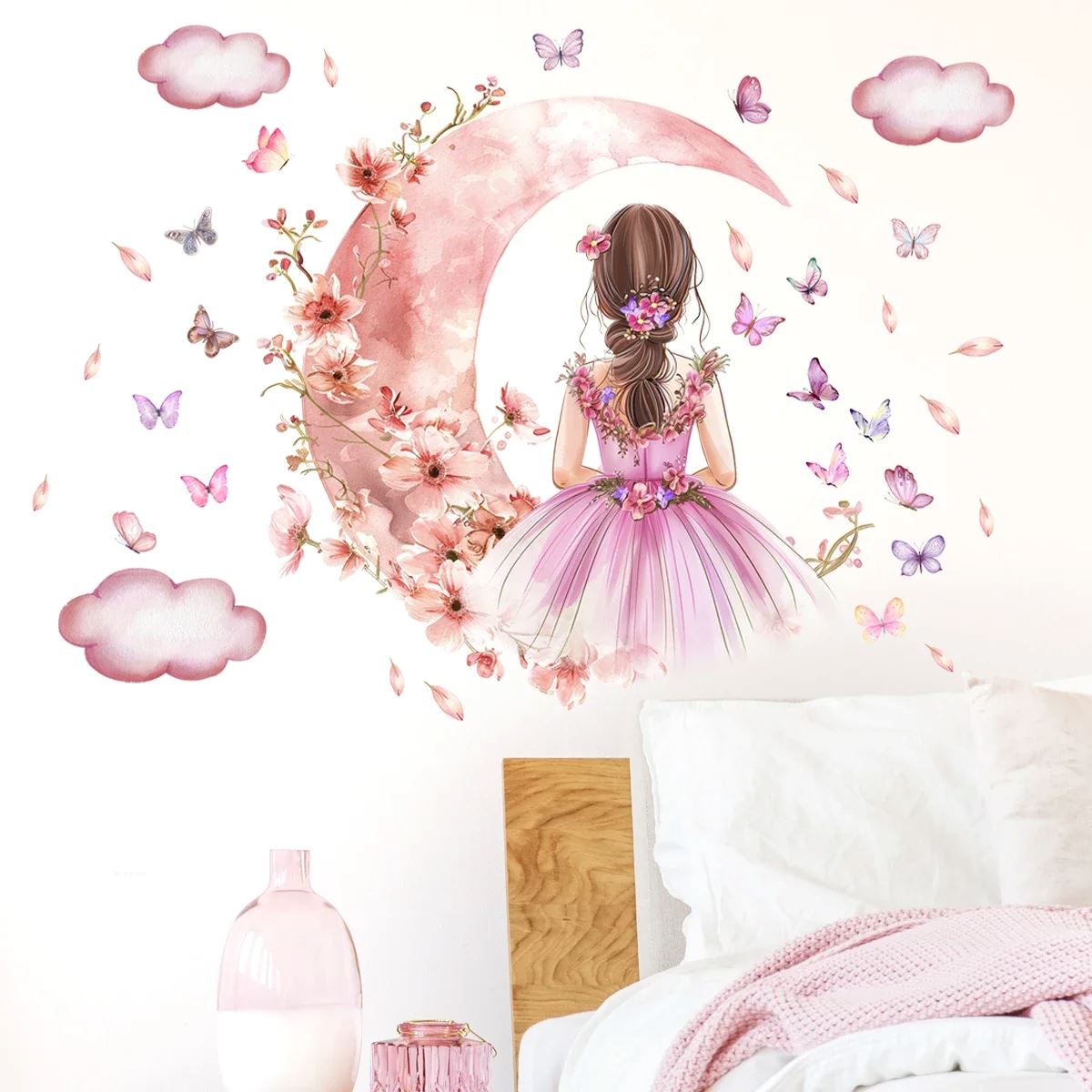 Décoration Murale - PrincesseSticker™ - Lune Rose - Galaxybebe