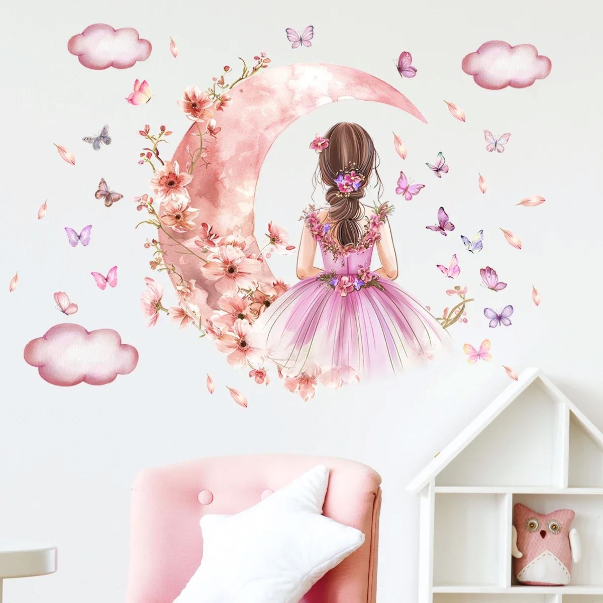 Décoration Murale - PrincesseSticker™ - Lune Rose - Galaxybebe