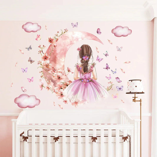 Décoration Murale - PrincesseSticker™ - Lune Rose - Galaxybebe